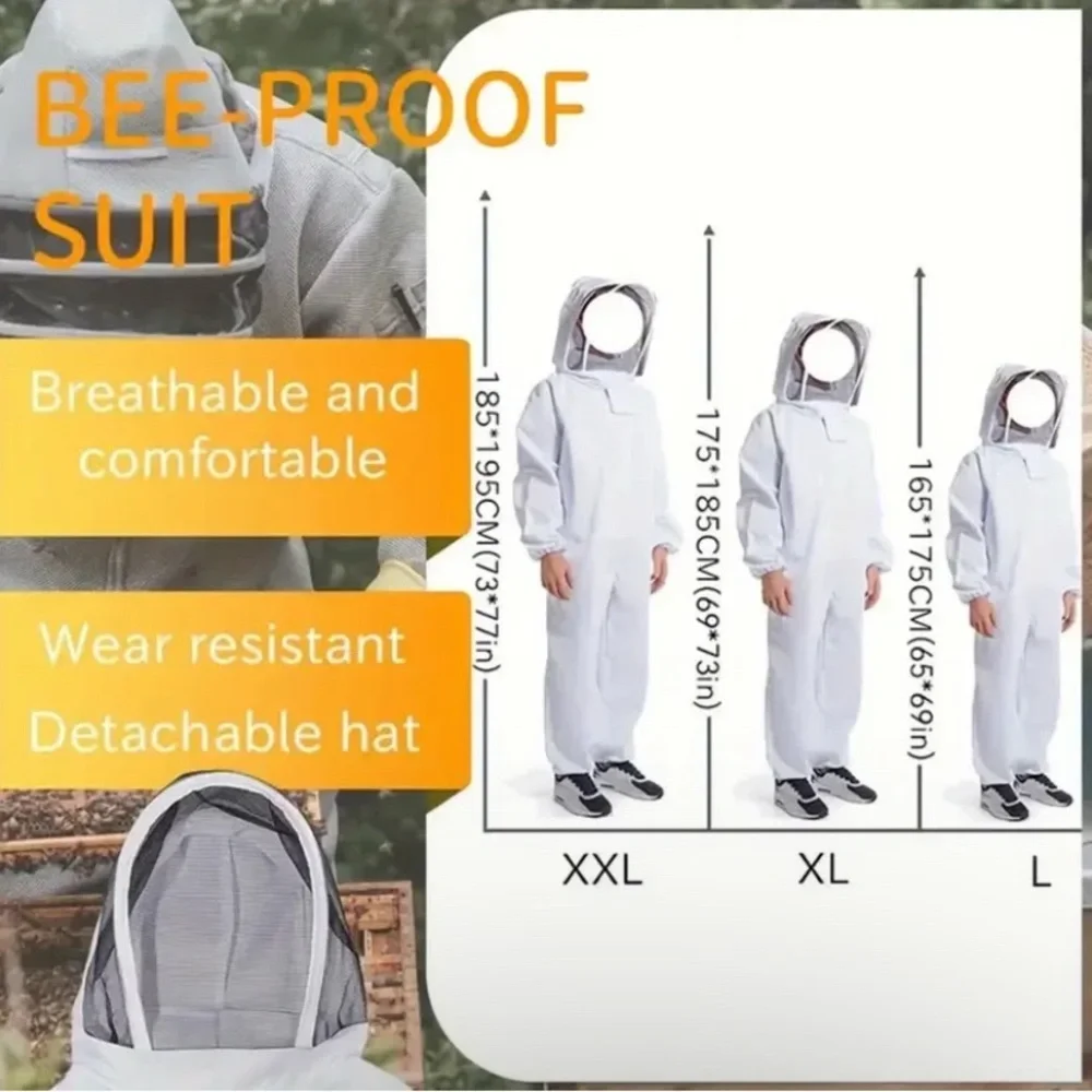NWT Beekeepers 100% Cotton Coverall With Detachable Folding Veil Size XL - Picture 4 of 6